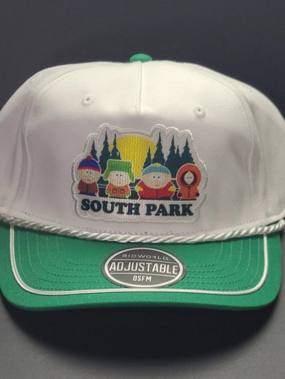 South Park Snapback Rope Hat Cap Adult Adjustable White Green NEW